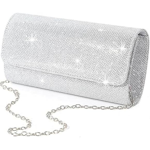 IovyoCoCo Handbags - LovyoCoCo Womens Silver Evening Bag Clutch Purses Sparkling Party Handbag